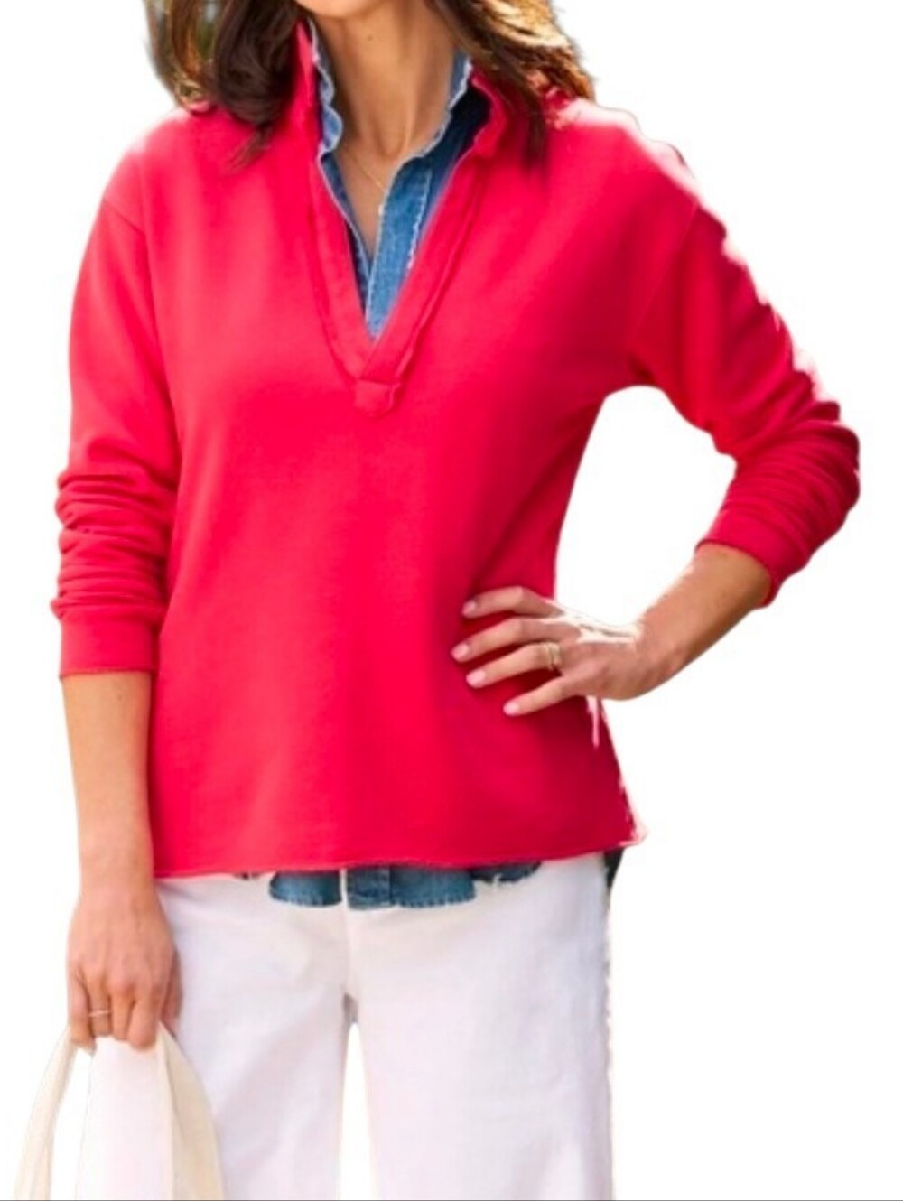 Frank & Eileen Patrick Popover Henley distinctive V-neck collar M